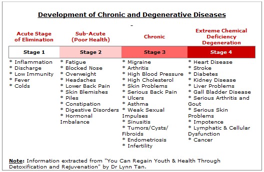 Basic holistic nutrition - the stages of cellular degeneration and chronic disease