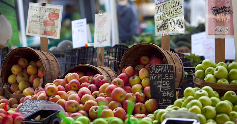 shopping at the local farmer's market