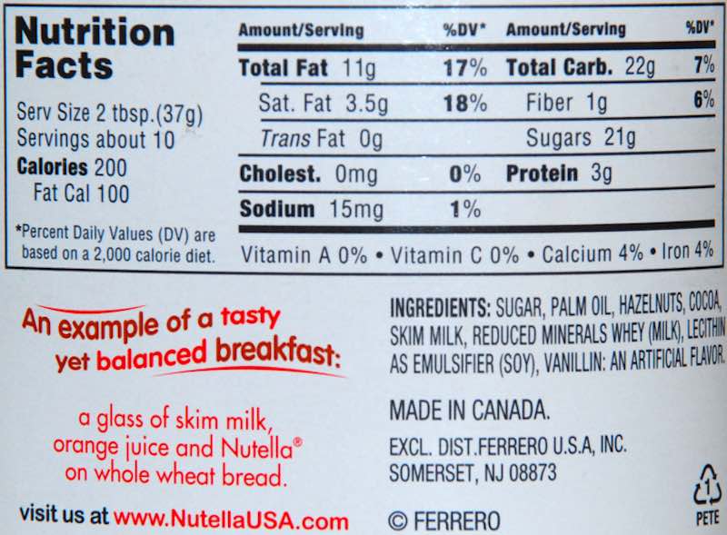 Nutella Nutrition Facts Besto Blog