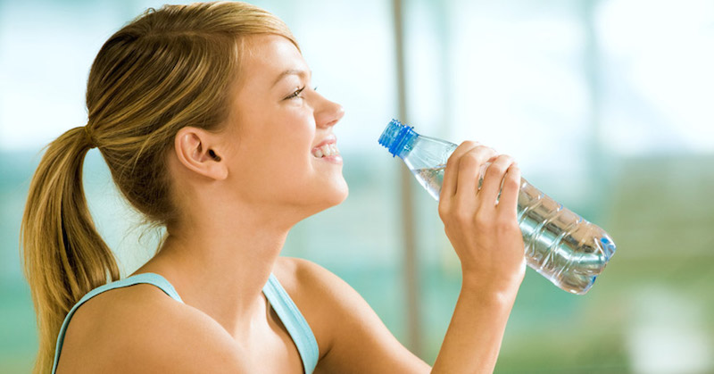 woman drinking water