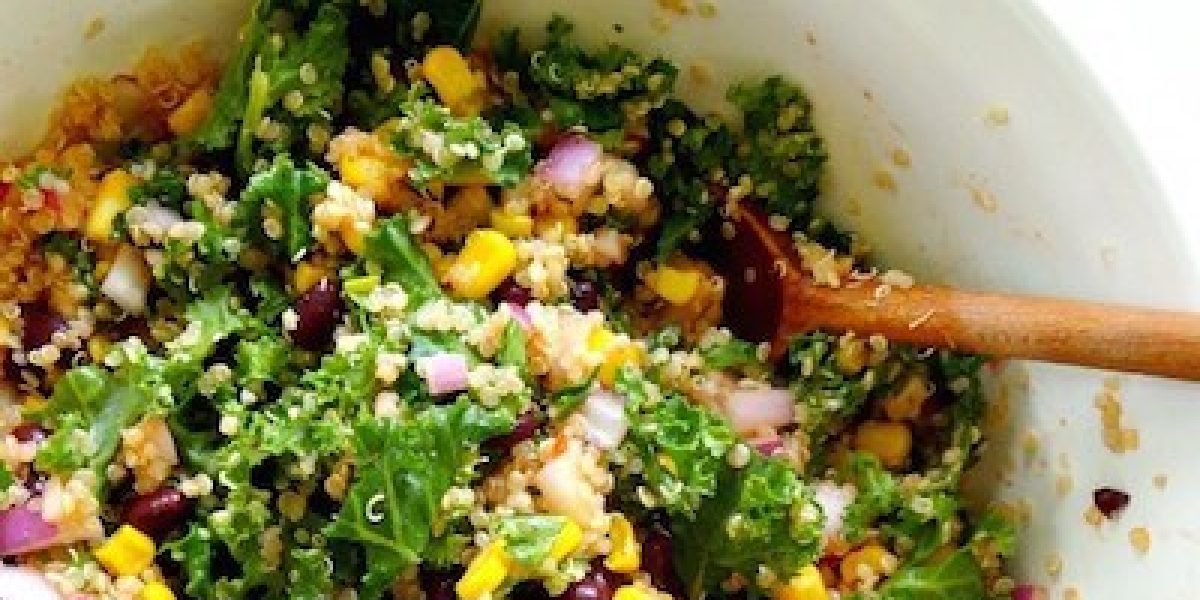 Fat-Burning Kale-Quinoa-Black Bean Salad With Spicy Dressing