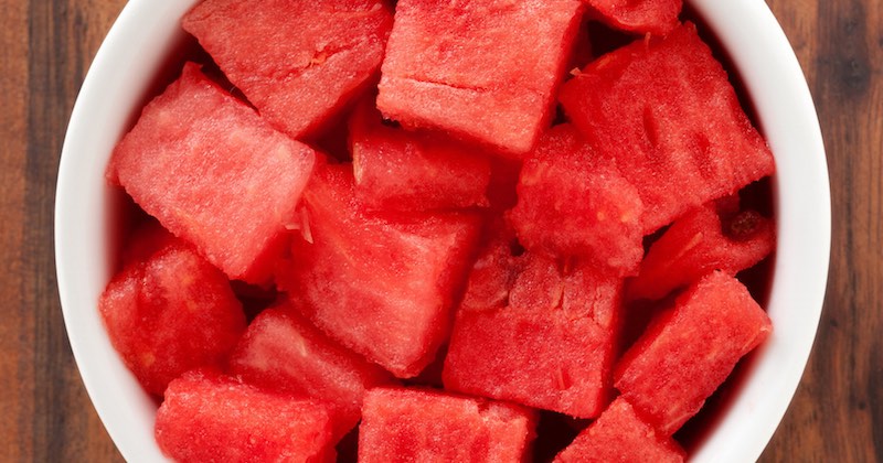 cubed juicy watermelon