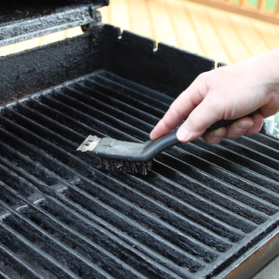 brushing barbecue grill