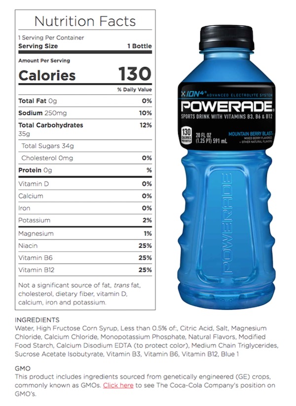 Powerade Red Ingredients