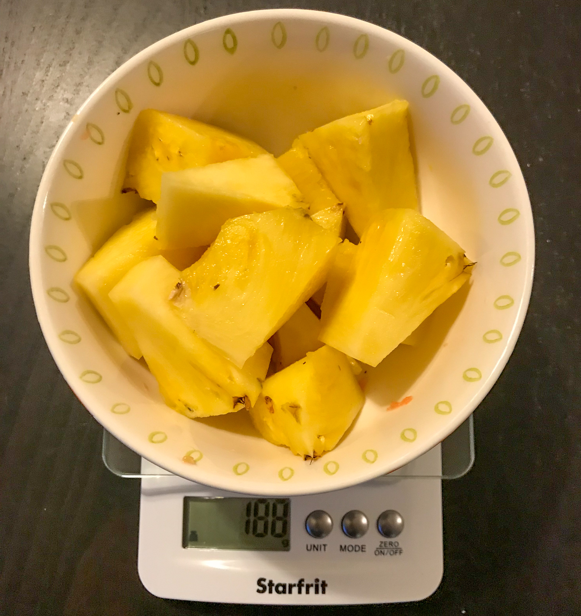 pineapple chunks on scale