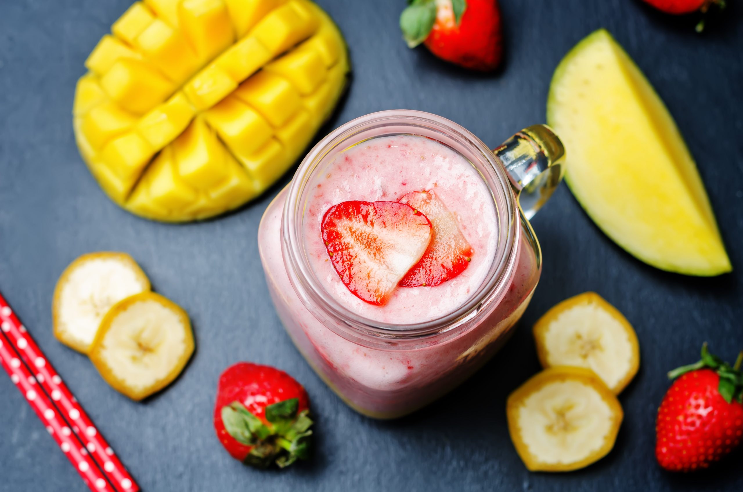 Strawberry mango banana immunity boosting juice